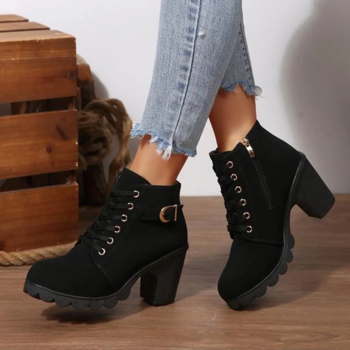 TAVRI™ – Trend Lace-Up Chunky Heel Buckle Boots