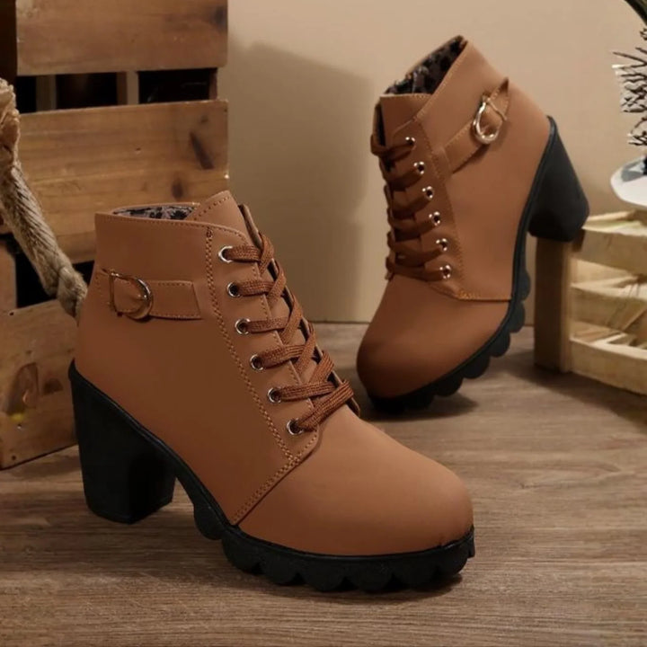 TAVRI™ – Trend Lace-Up Chunky Heel Buckle Boots