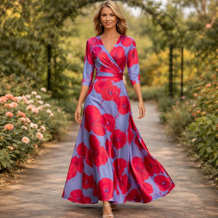 Lillian | Wrap-Style Flowing Maxi Dress