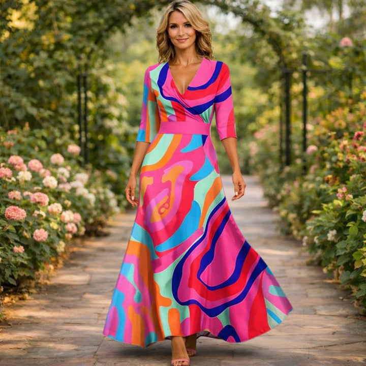 Lillian | Wrap-Style Flowing Maxi Dress
