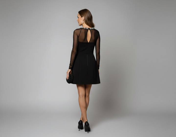 Luna Noir Crystal Mini Dress